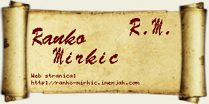Ranko Mirkić vizit kartica